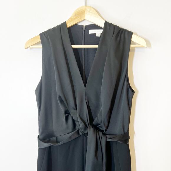 Jonathan Simkhai Tie Front Satin Wrap Jumpsuit Sleeveless V-Neck Black Size 4 - Picture 6 of 12